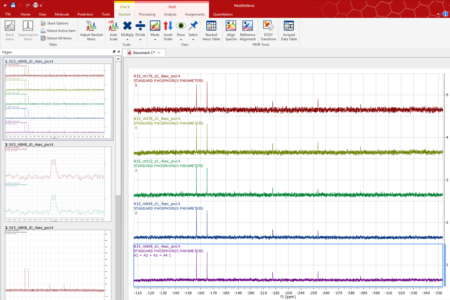 mestrenova stacked spectra