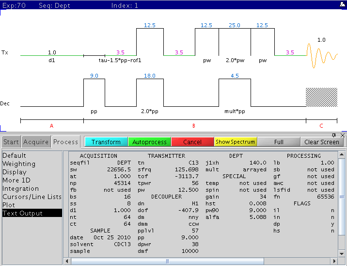 Varian DEPT Pulse Sequence